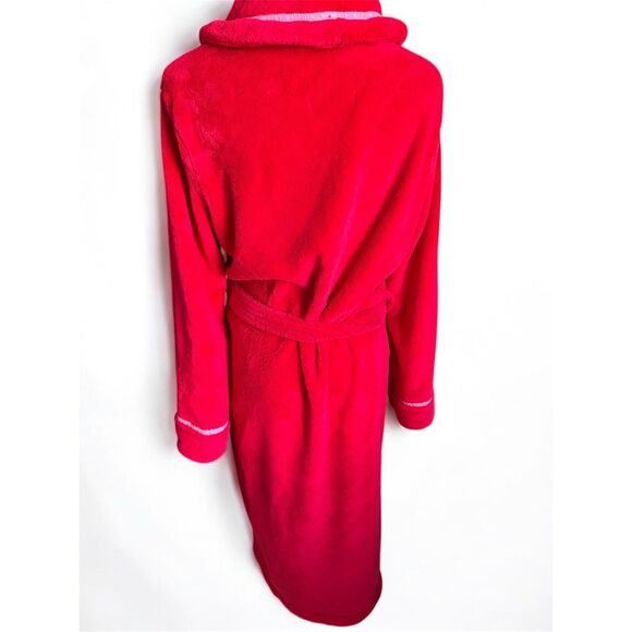 Victorias Secret Y2K Red Pink Soft‎ Plush Bath Robe Sz Medium Girly - Picture 2 of 8